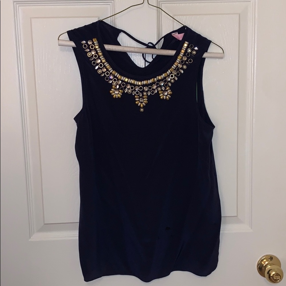Lilly Pulitzer Dark Navy Top w/ Beading